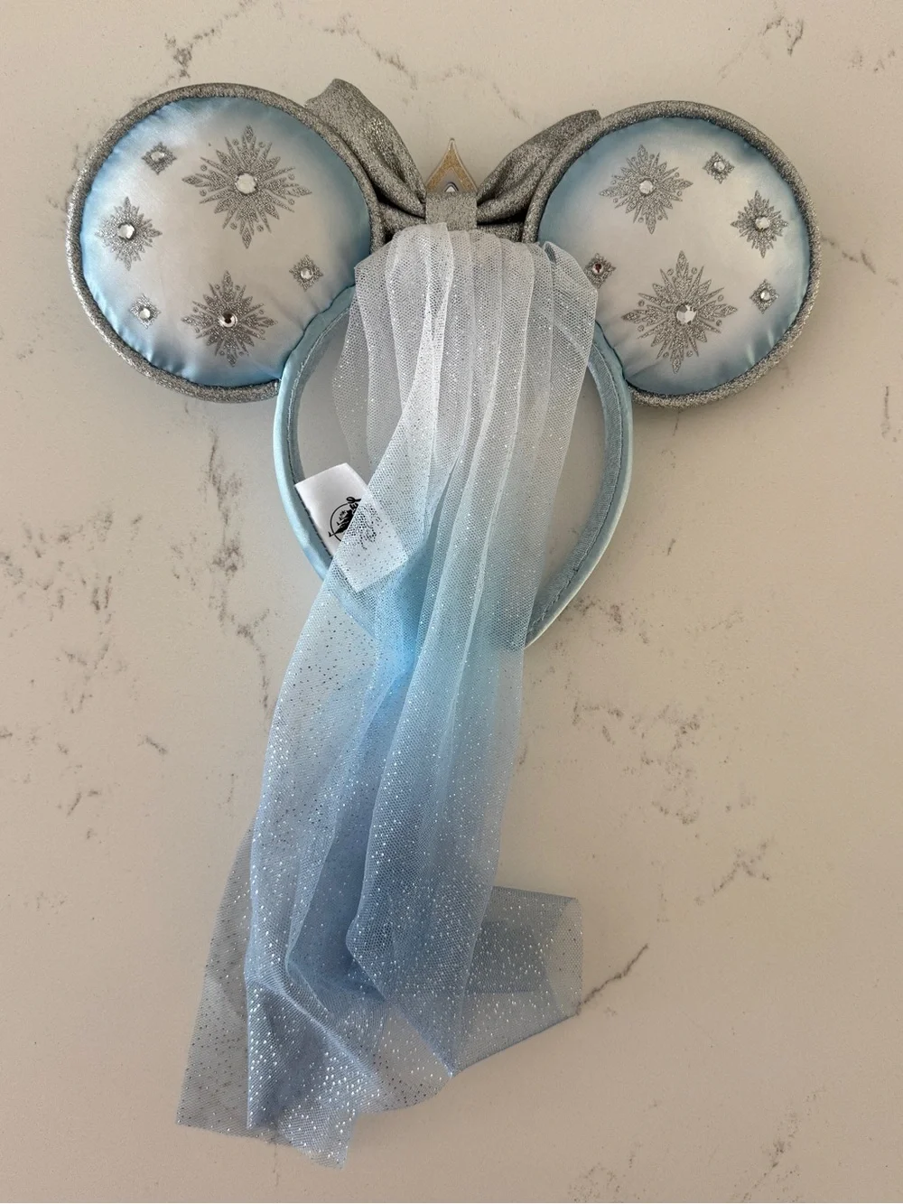 Disney Parks Frozen Elsa Minnie Mouse Ears Headband Veil Crown